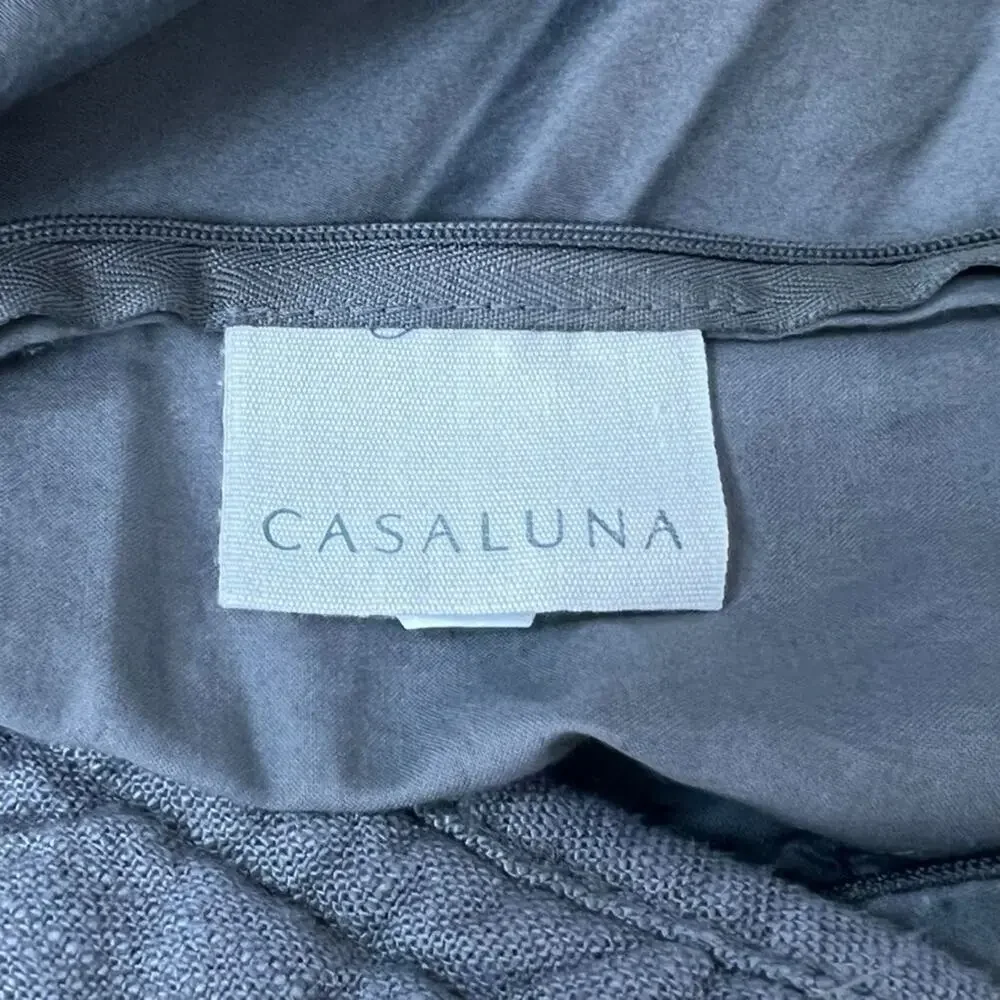 Casaluna Heavyweight Linen Blend Quilted Standard Pillow Shams Gray